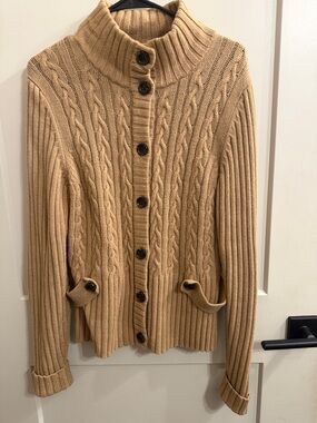 Banana Republic Cable Knit Shawl Collar Cardigan - Camel/Tan